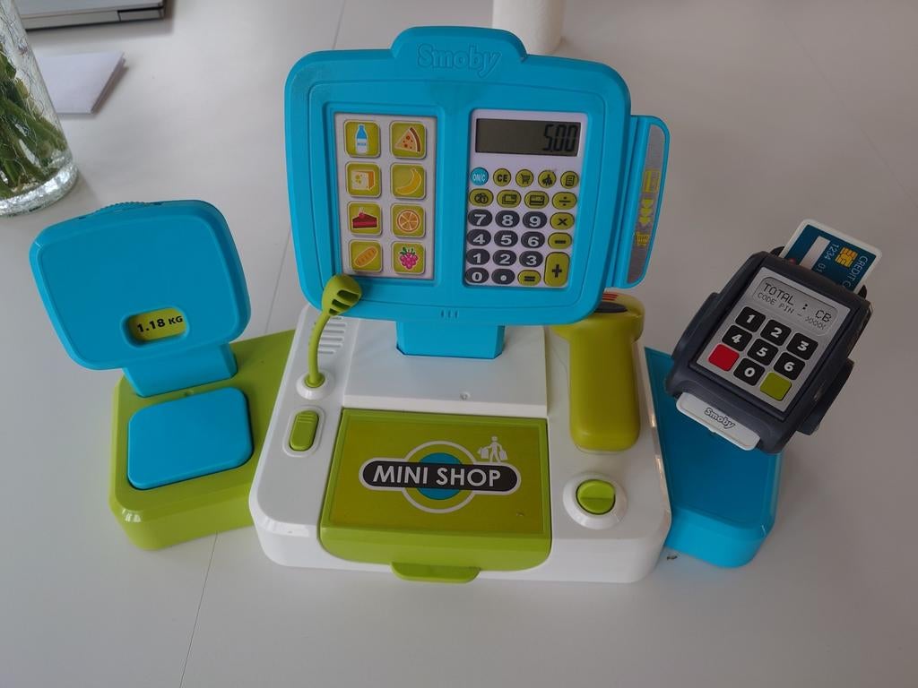Kassa met scanner van smoby om eindeloos mee te spelen, Ophalen, Gebruikt, Rekenen, Met licht