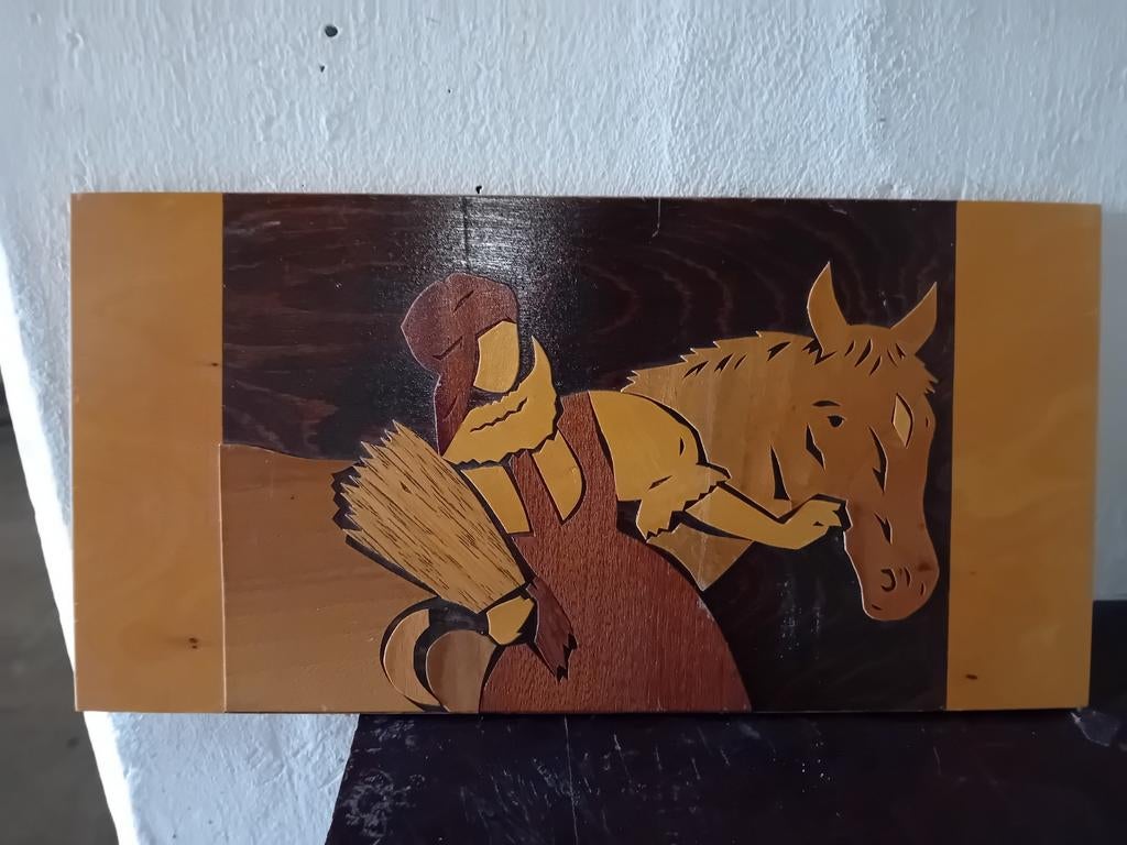 Houten kunstwerk voor aan de muur - Intarsia, Ophalen of Verzenden