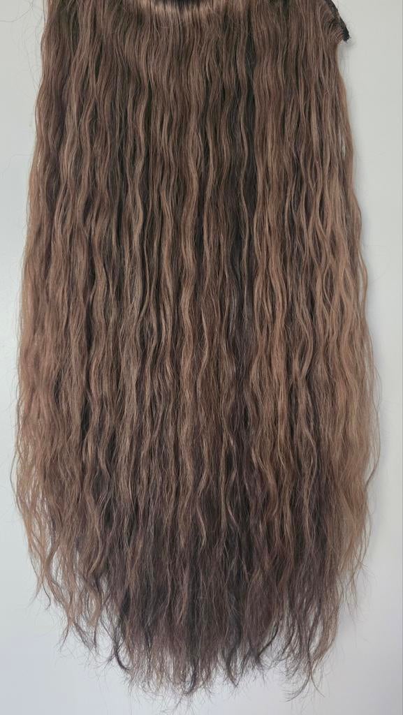 Extentions 100% real human hair 60 cm loose wave brown, Ophalen of Verzenden, Nieuw, Pruik of Haarverlenging
