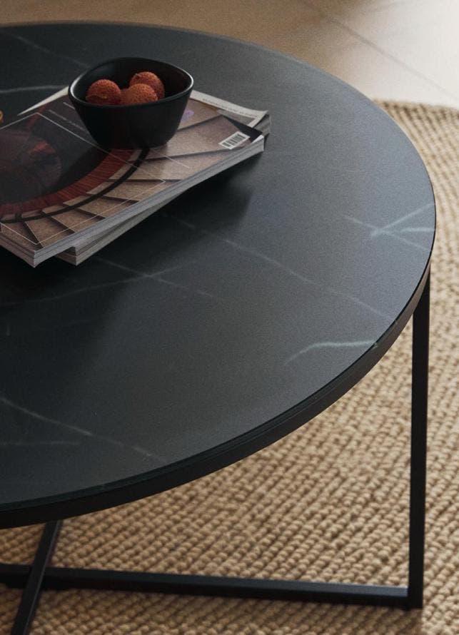 Westwing salontafel zwart marmerlook, Ø 80cm, Nieuwstaat, Huis en Inrichting, Tafels | Salontafels, Ophalen, 50 tot 100 cm, Rond