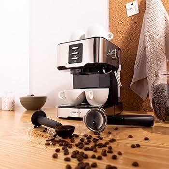 Piston Espressomachine - RVS, 1.5L, Stoompijpje, Stoompijpje, Espresso apparaat, Nieuw, Gemalen koffie