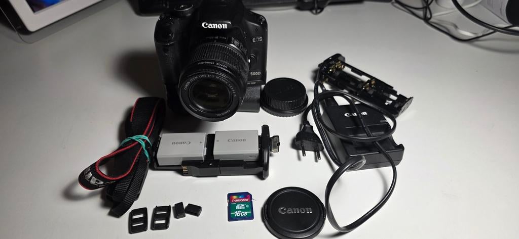 Canon EOS 500D camera met 18-55mm lens en accessoires, Ophalen of Verzenden, Canon
