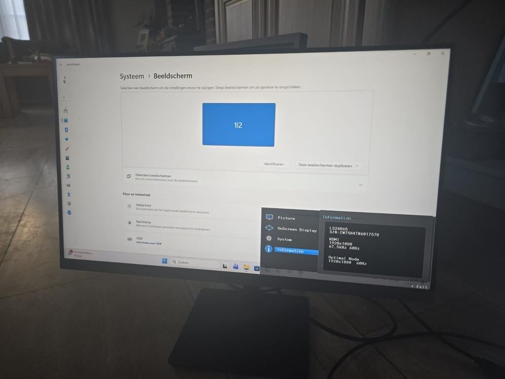 Samsung monitor LS24R650 met stroomkabel, Ophalen, Zonder controller