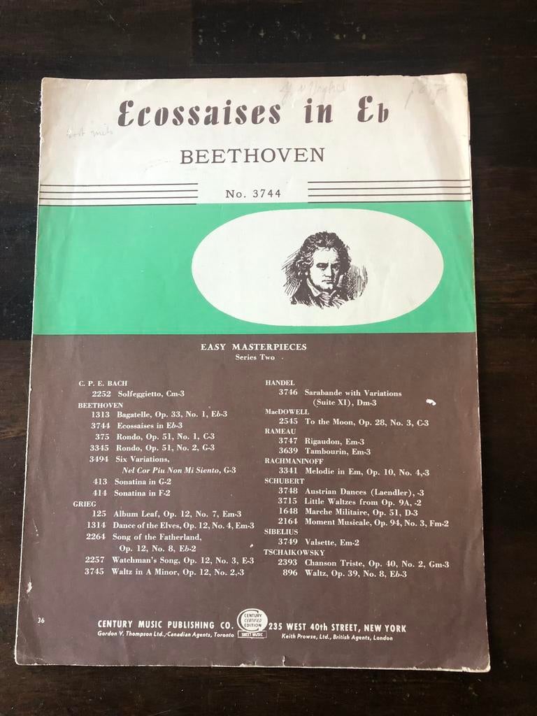 Pianomuziek van Beethoven Ecossaises in E, Klassiek, Ophalen of Verzenden, Zo goed als nieuw, Artiest of Componist