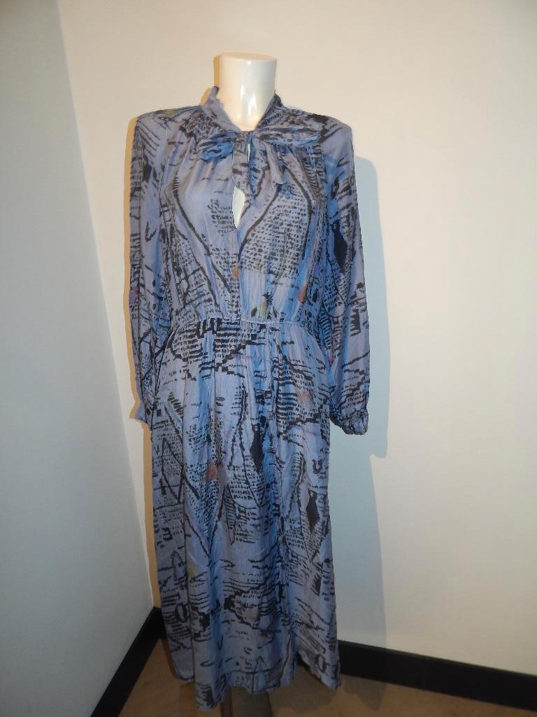 Forte Forte zijde jurk paars in print strik hals mt 3, Maat 38/40 (M), Forte Forte, Verzenden, Paars