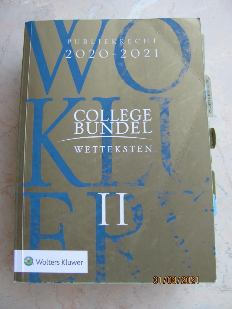 COLLEGEBUNDEL wetteksten deel 2 Publiekrecht 2020-2021 31e d, Boeken, Studieboeken en Cursussen, Gelezen, Ophalen of Verzenden