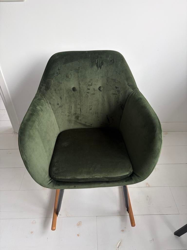 Mooie velours groene schommelstoel, Ophalen, Overige kleuren, Zo goed als nieuw, Eén