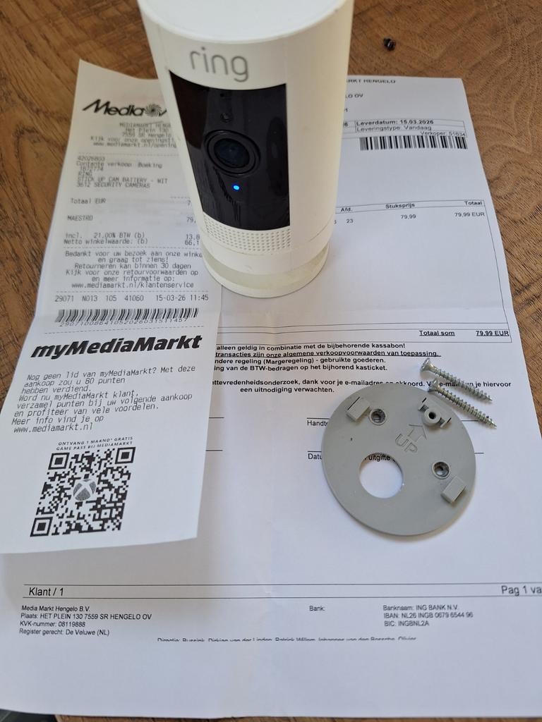 Ring Stick Up Cam Battery - Wit (Nieuwstaat), Ophalen of Verzenden, Zo goed als nieuw