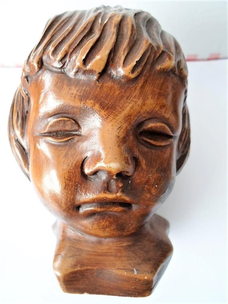 Beeld Kinderhoofdje. Borstbeeld Meisje. 241.AP., Ophalen of Verzenden, Zo goed als nieuw, Mens