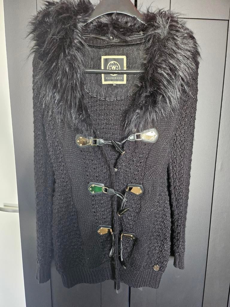 Zwart Glamorous vest met bontkraag, Ophalen of Verzenden