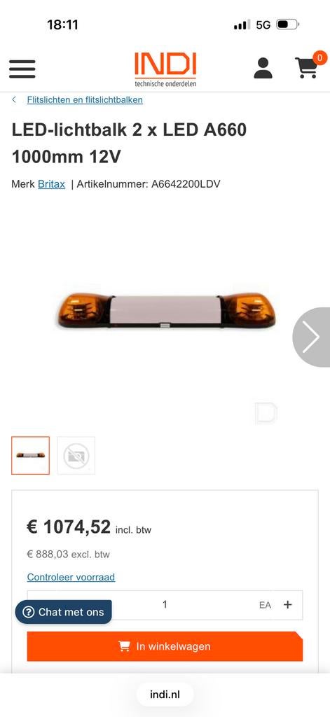 Britax licht zwaaibalk 120 cm, Ophalen of Verzenden, Gebruikt, Overige merken