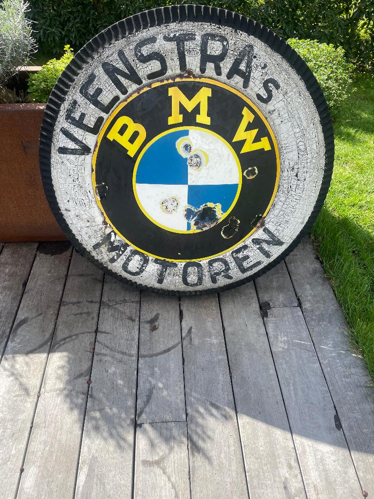 Oud emaille bord Langcat bussum, Verzamelen, Ophalen, Gebruikt, Reclamebord