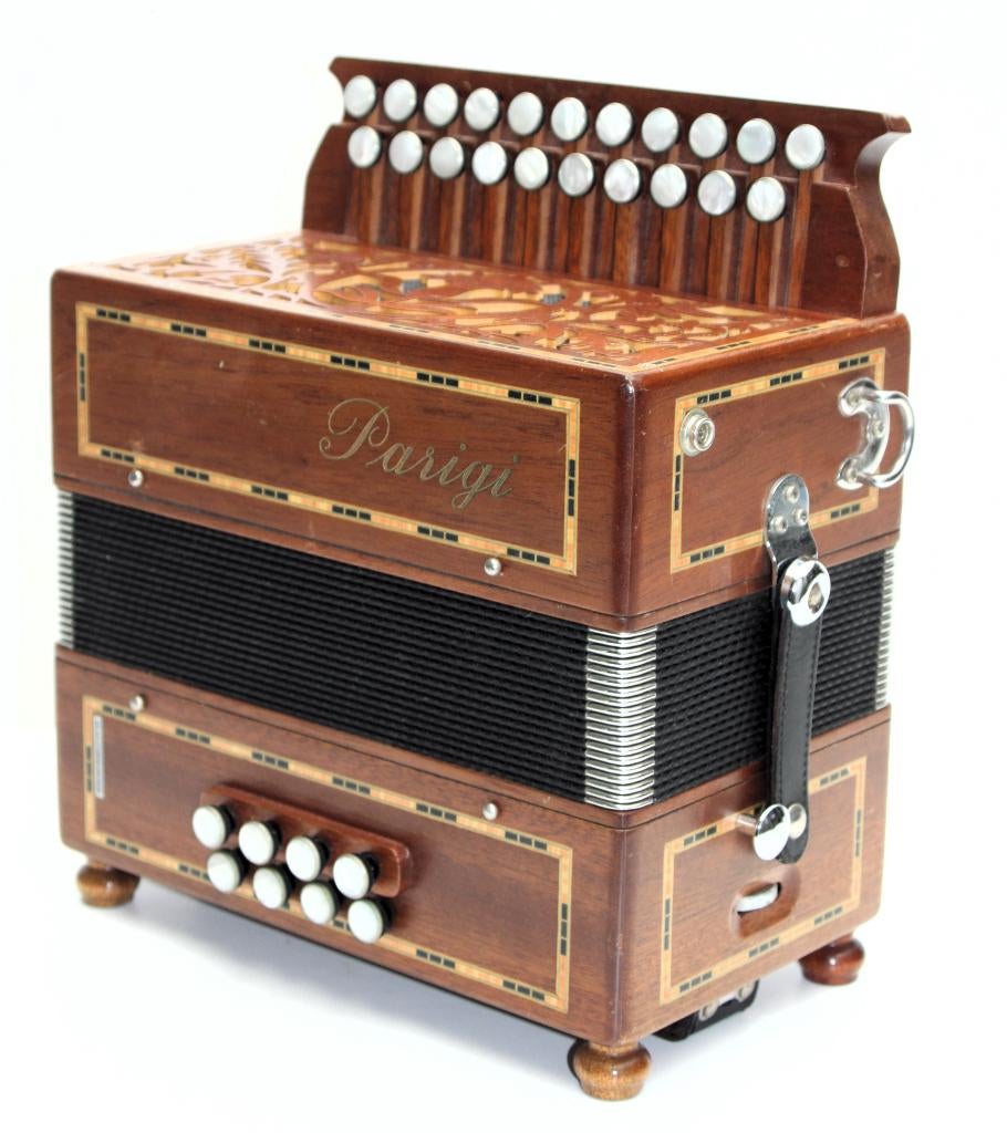 PARIGI CF trekzak, diatonische accordeon, Overige merken, Gebruikt, Overige formaten, Met koffer