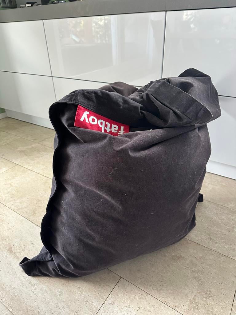 Fatboy zitzak met zwarte katoenen hoes, Ophalen, Gebruikt, Zwart, Zitzak