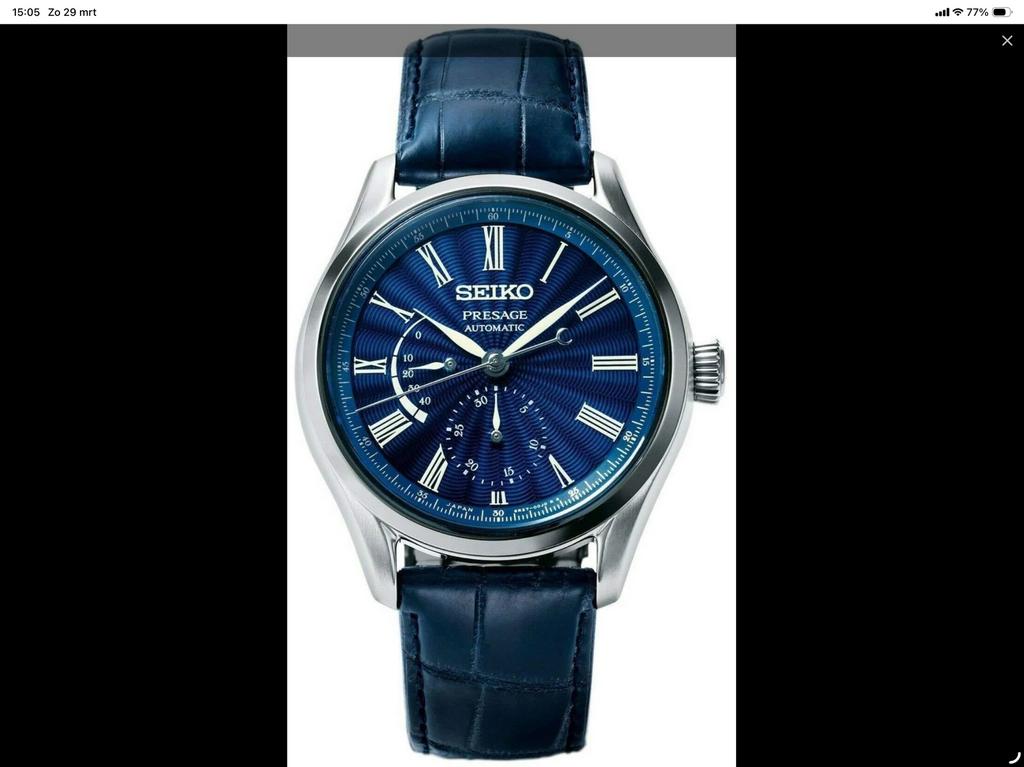 Seiko presage shippo enamel limited edition, Ophalen, Blauw, IOS, Nieuw