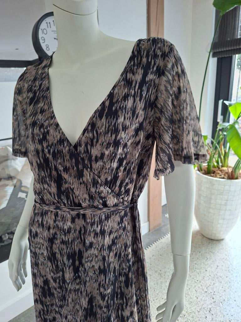 Jurk wrap overslag M 38 40 zwart taupe beige zomerjurk, Kleding | Dames, Jurken, Maat 38/40 (M), WE, Zwart, Ophalen of Verzenden