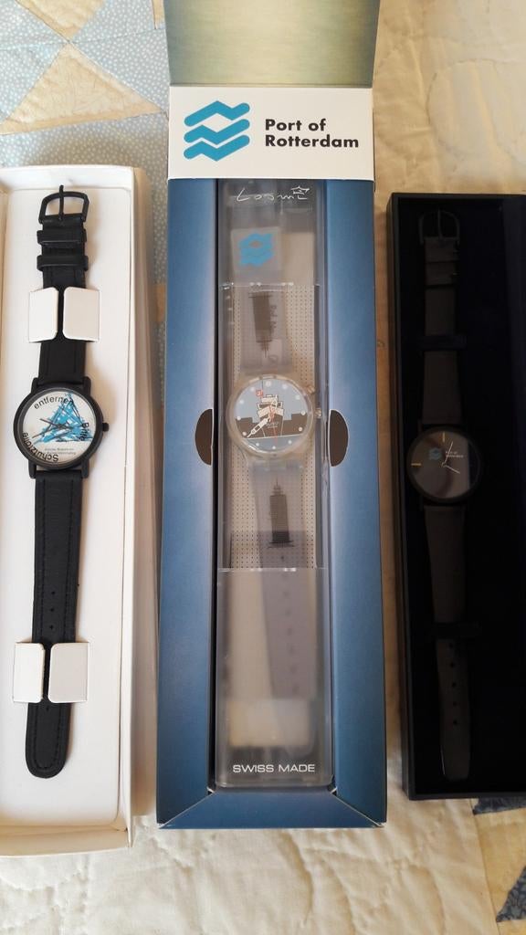 3 stuks herenhorloge Port of Rotterdam brandweer Swatch, Ophalen of Verzenden, Nieuw, Kunststof, Kunststof