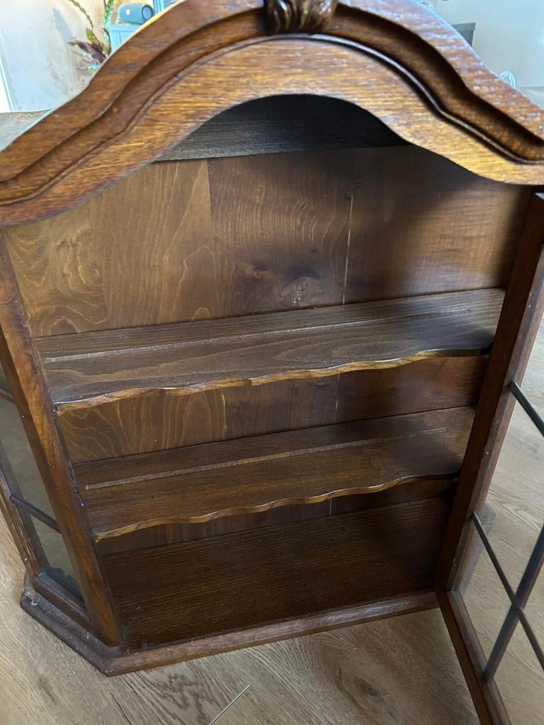 Wandkastje hout met glas decoratie, Ophalen