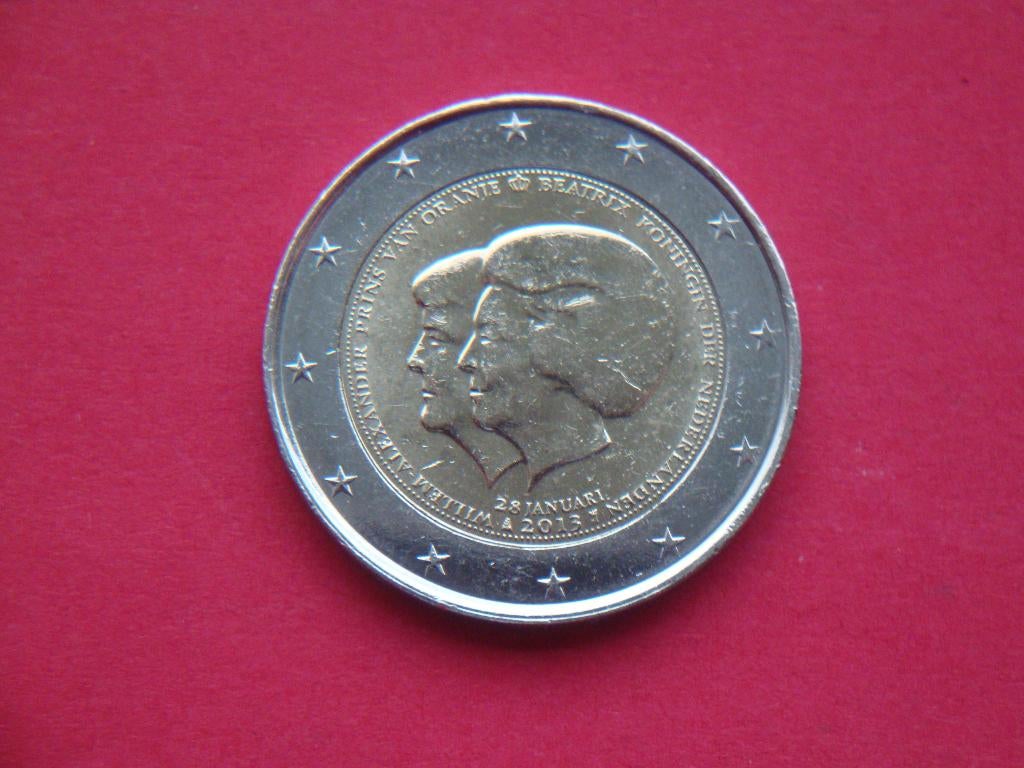 Nederland 2 Euromunt dubbelportret Beatrix-Willem 2013., Verzenden, Koningin Beatrix, Euro's, Losse munt