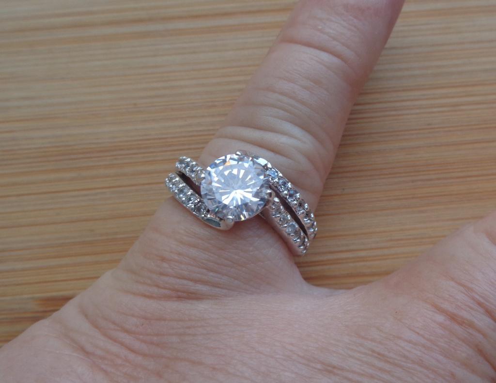 zilveren luxe ring met schitterende stenen [846], Verzenden, Dame, Zilver, Zilver