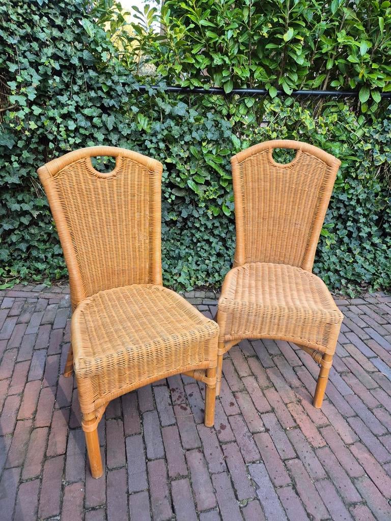 2 Rotan riet stoelen, Ophalen of Verzenden, Zo goed als nieuw, Rotan