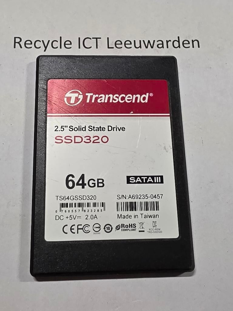 Transcend 64gb laptop ssd hdd hardeschijf, Intern, Gebruikt, Ophalen of Verzenden, Transcend