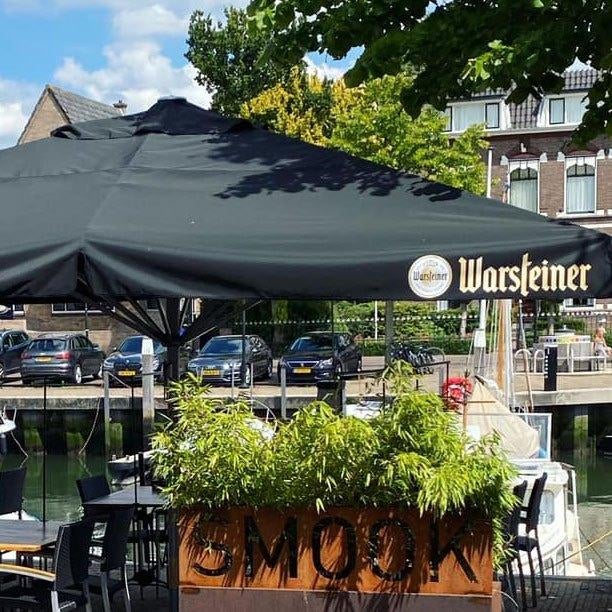 WARSTEINER PARASOL 4X4 INCL BEVESTIGING, Tuin en Terras, Parasols, Ophalen, Zo goed als nieuw, Meer dan 4 meter, Overige typen