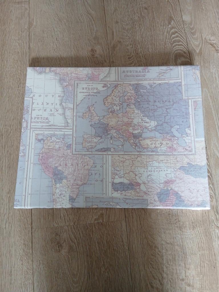 Wereldkaart schilderij, Ophalen of Verzenden, 50 tot 75 cm, Schilderij, Minder dan 50 cm