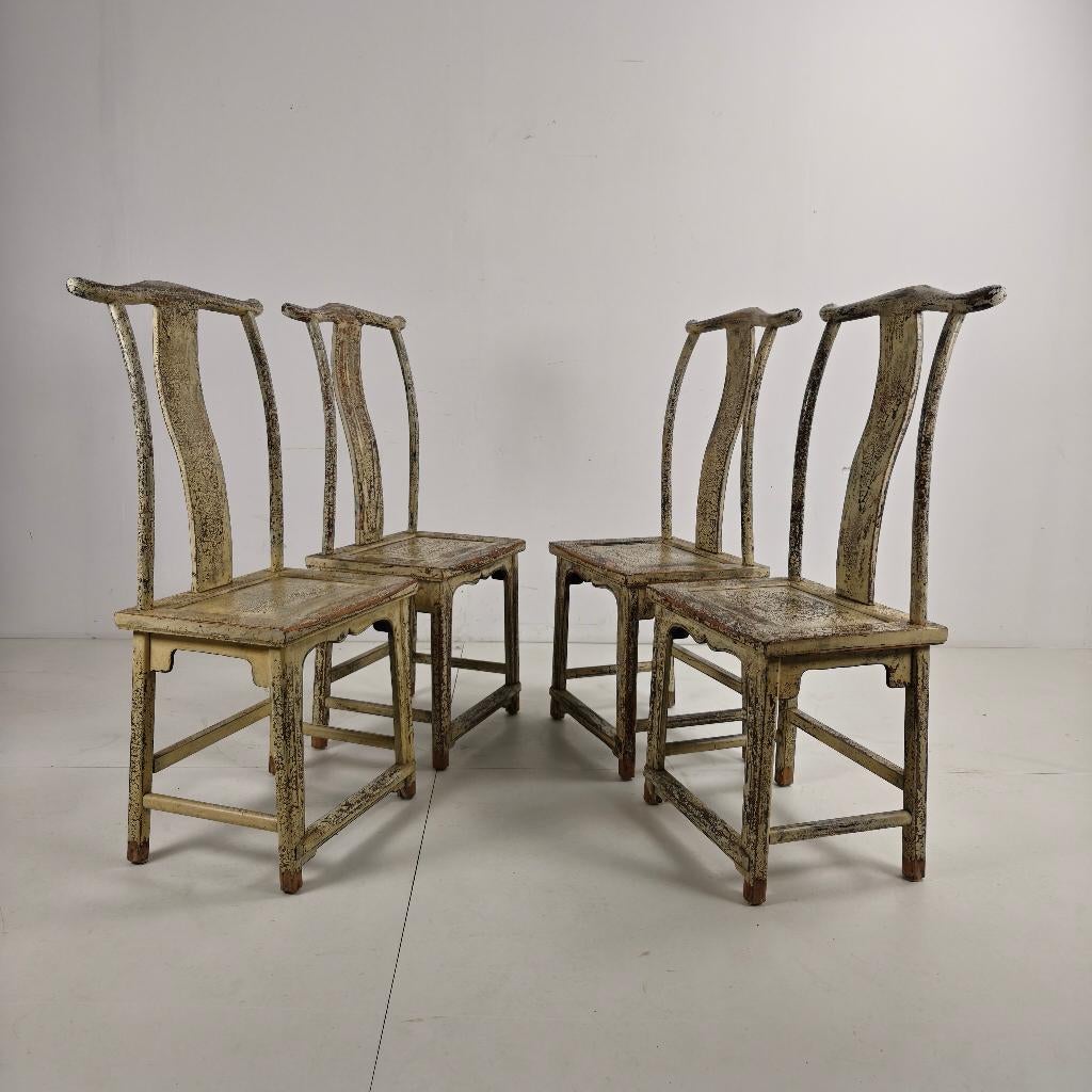 Set van vier 19e-eeuwse Chinese jukrugstoelen, circa 1890, Ophalen of Verzenden