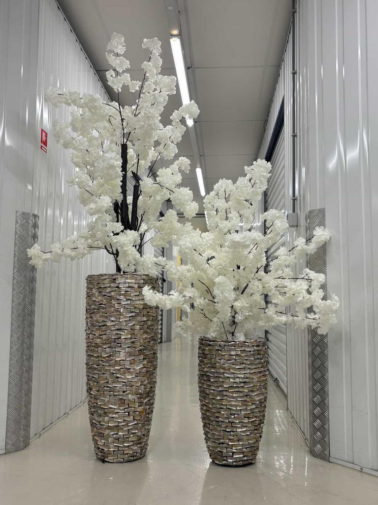 Schelpenvazen,schelpvazen,schelpvaas 90cm met bloesem boom, Ophalen of Verzenden, Zo goed als nieuw