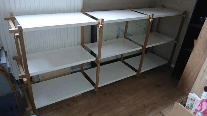 HAY Woody Column Low designkast eiken met witte planken, Ophalen, Gebruikt