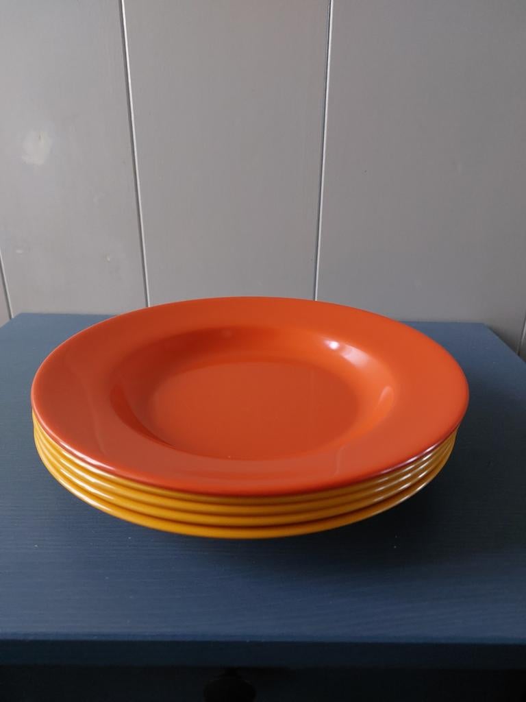 Vintage Mepal Oranje Gele Borden d235, Ophalen of Verzenden