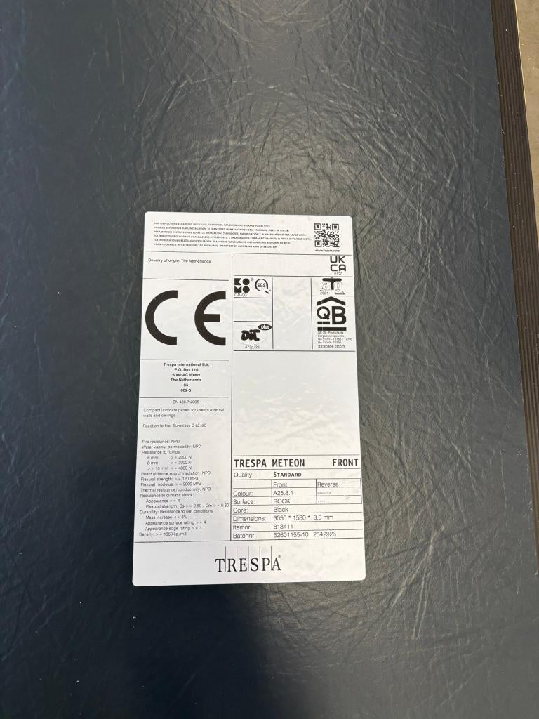 8 mm dik Trespa l=3050 x b=1530mm, Ophalen, Nieuw, HPL, Minder dan 20 mm