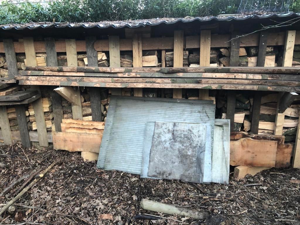 Beukenhout schaaldelen - Rustiek en veelzijdig, Doe-het-zelf en Verbouw, Hout en Planken, Ophalen, Gebruikt, 25 tot 50 mm, 200 tot 250 cm