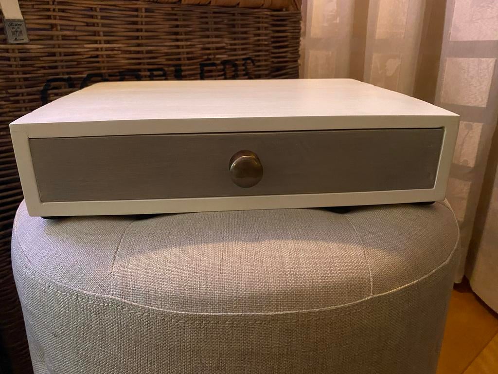 Riviera Maison lade-unit wit/grijs met messing knop, Hout, Overige stijlen, Ophalen of Verzenden, Zo goed als nieuw