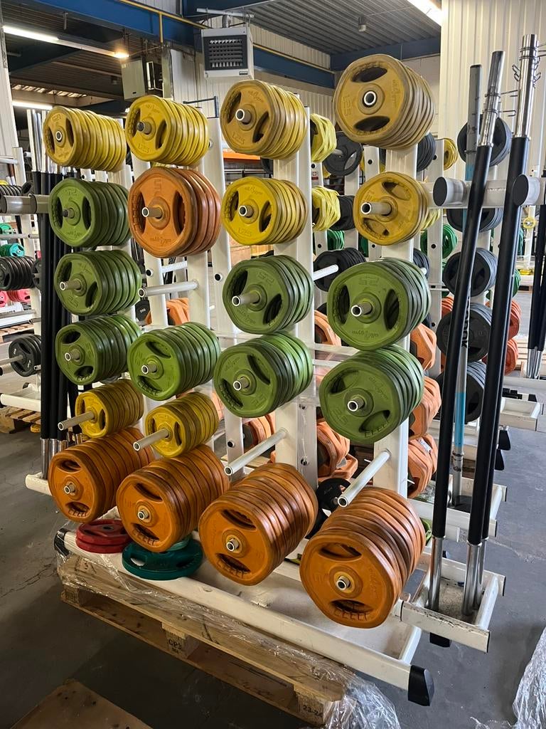 20 x bodypump set stang met gewichten en rek, Ophalen, Gebruikt, 20 x set, Met rek