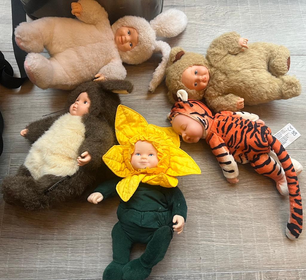 Vintage Anne Geddes poppen 5x knuffels babypop lot baby doll, Ophalen of Verzenden, Zo goed als nieuw, Pop