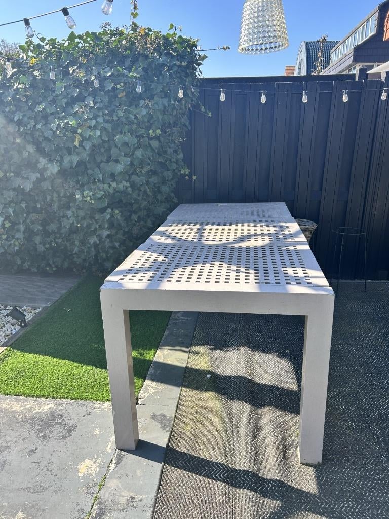 Buitentafel, Tuin en Terras, Tuintafels, Ophalen, Gebruikt, Rechthoekig, Teakhout