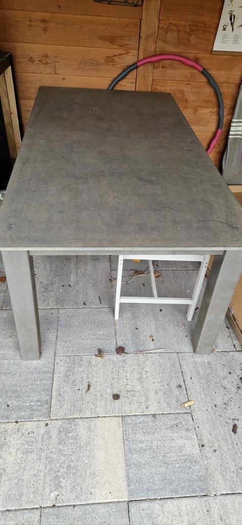 Leistenen tafel 186x96 cm met houten onderstel, Ophalen, Overige materialen, 50 tot 100 cm, Vijf personen of meer