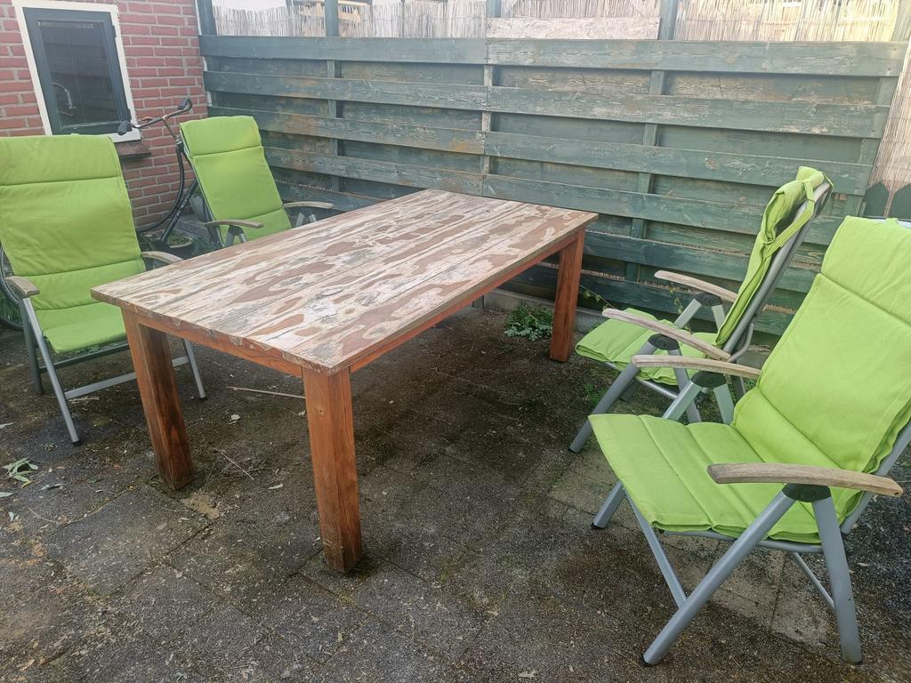 Tuinset, goede staat met kussens, Ophalen, 4 zitplaatsen, Eettafel, Zo goed als nieuw