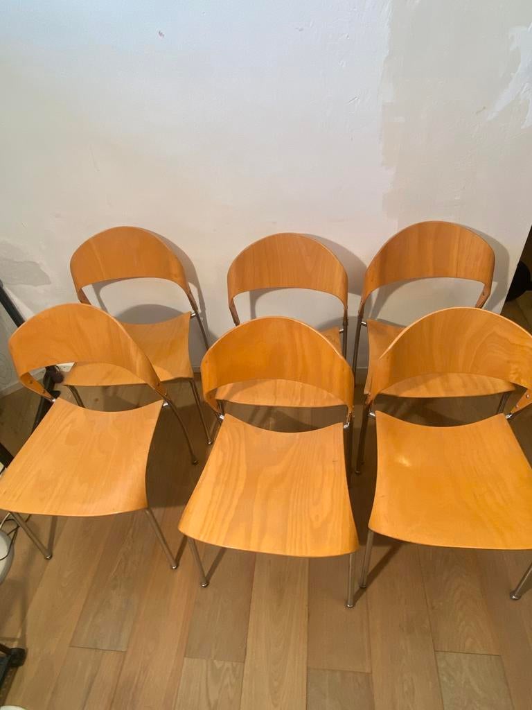 CAR, Katwijk Stapelbare stoelen Hout  6 Car Cadiz Katwijk, Bruin, Ophalen of Verzenden, Zo goed als nieuw, Vijf, Zes of meer stoelen