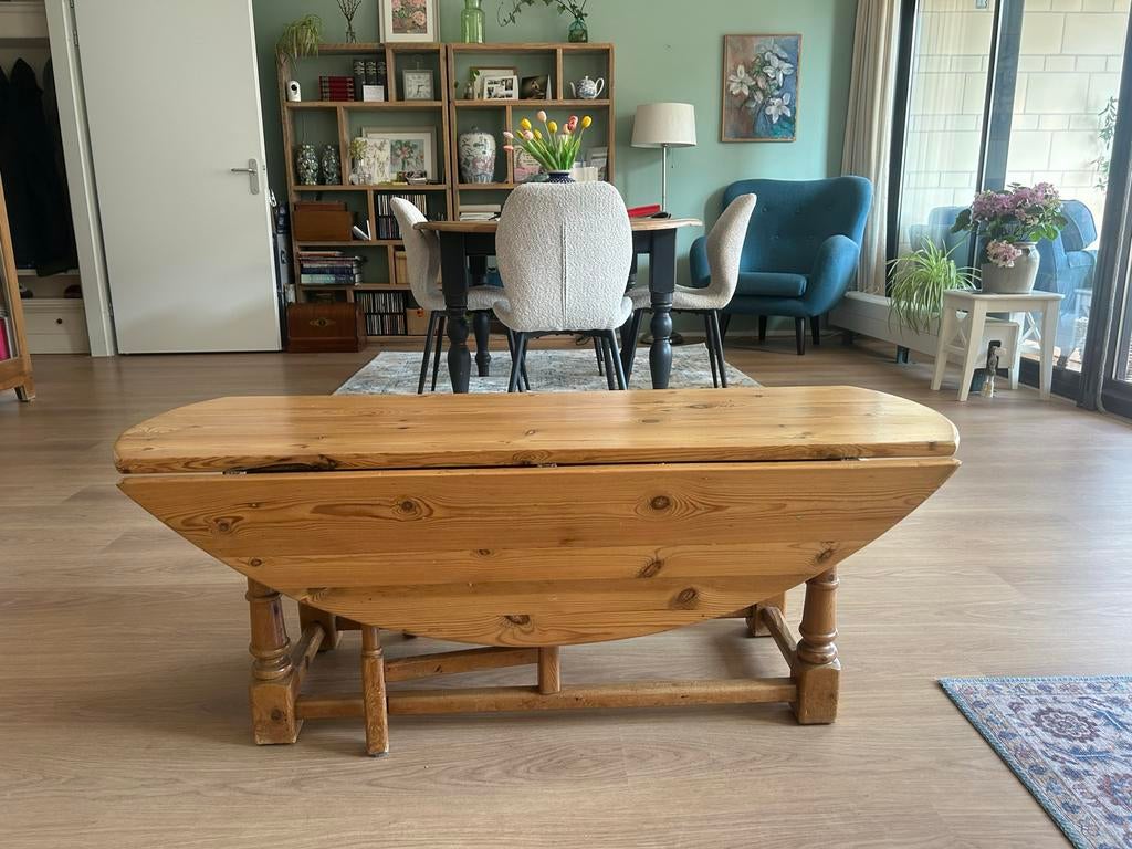 Hangoor salontafel van grenenhout, Ophalen, Gebruikt, 100 tot 150 cm, 50 tot 100 cm
