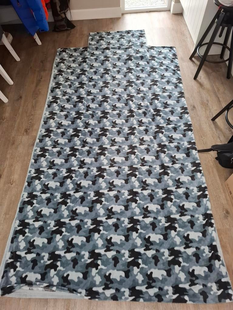 optidee pluche 1 persoons dekbedhoes + onderlaken camouflage, Ophalen of Verzenden