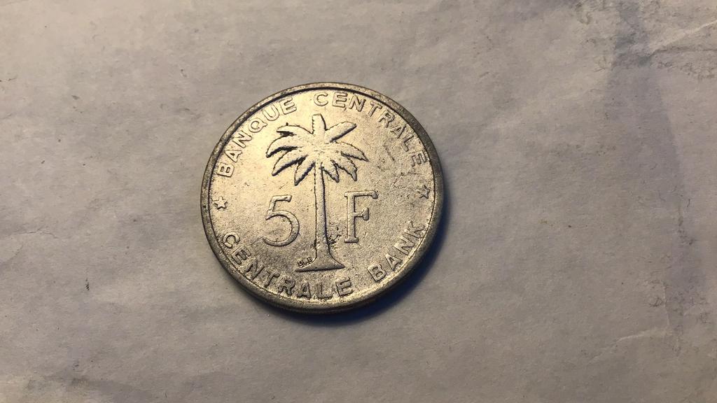 Belgisch Congo Ruanda Urundi 5 francs 1956., Ophalen of Verzenden, Overige landen