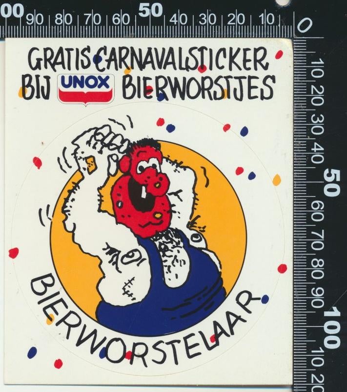 Sticker: Unox - Bierworstelaar, Ophalen of Verzenden, Zo goed als nieuw, Bedrijf of Vereniging