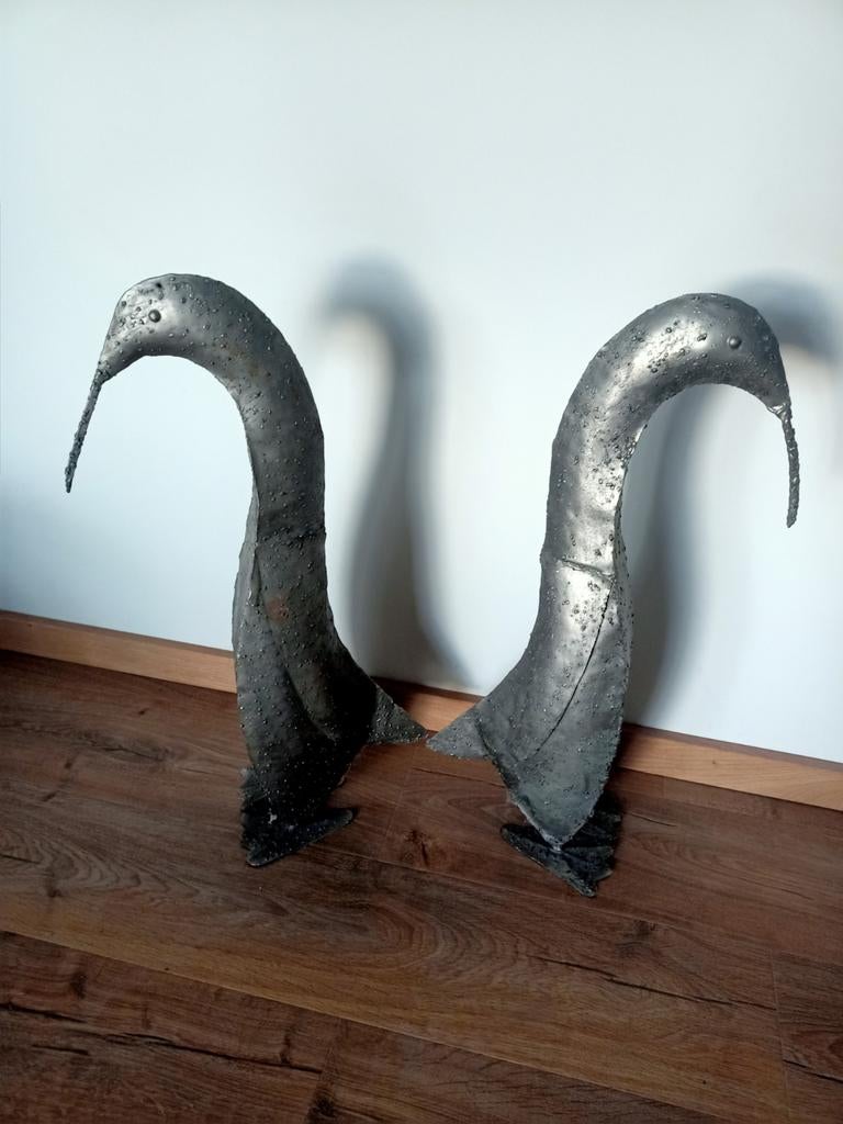 Twee metalen pinguïn sculpturen, Ophalen of Verzenden