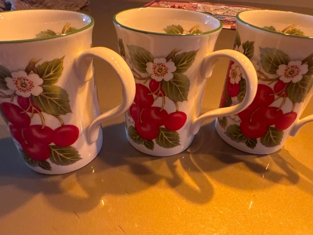 3 prachtige mokken van Staffordshire Engeland, Ophalen of Verzenden, Zo goed als nieuw, Overige stijlen, Kop(pen) en/of Schotel(s)