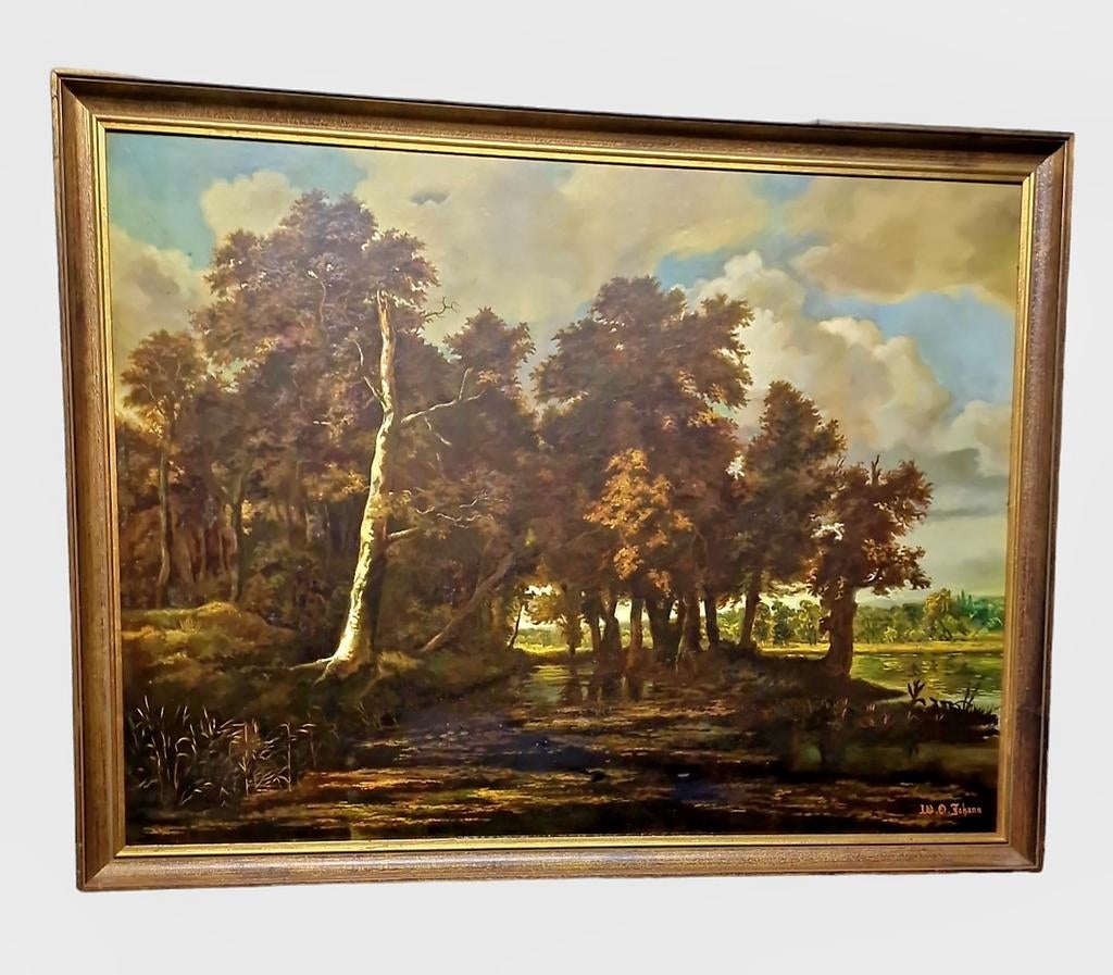 Schilderij Waterlandschap.Gesign., Antiek en Kunst, Kunst | Schilderijen | Klassiek, Ophalen of Verzenden