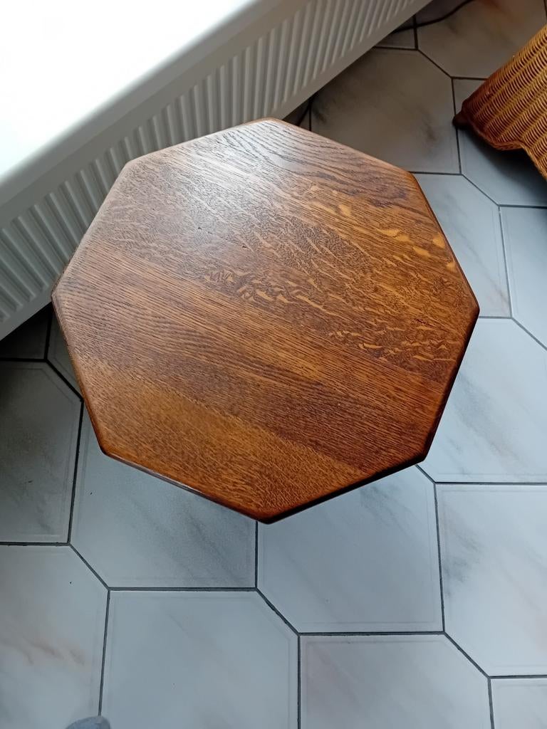 Donker Eiken Bijzettafel - Klassiek, Huis en Inrichting, Tafels | Bijzettafels, Minder dan 45 cm, Minder dan 55 cm, Gebruikt, Klassiek