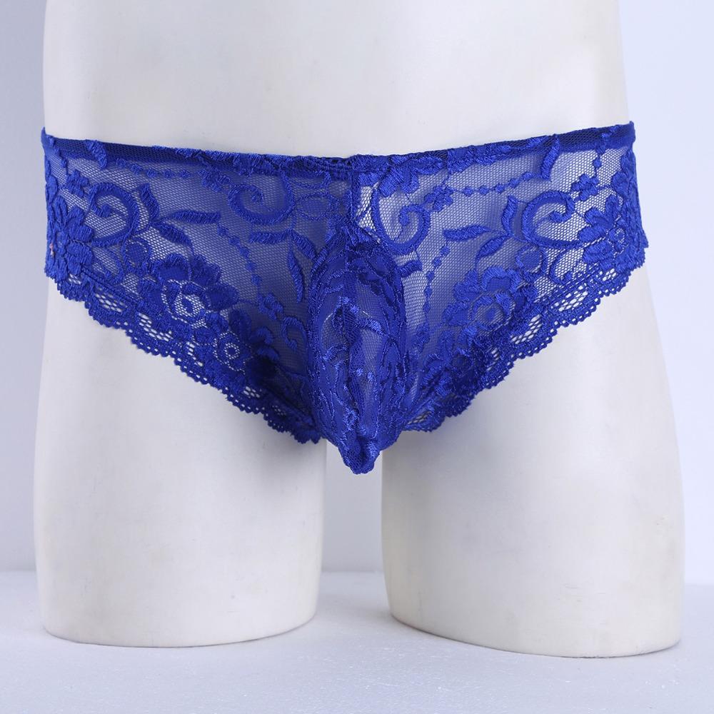 Blauwe heren sissy slip / mannen kanten onderbroek, Verzenden, Blauw, Slip